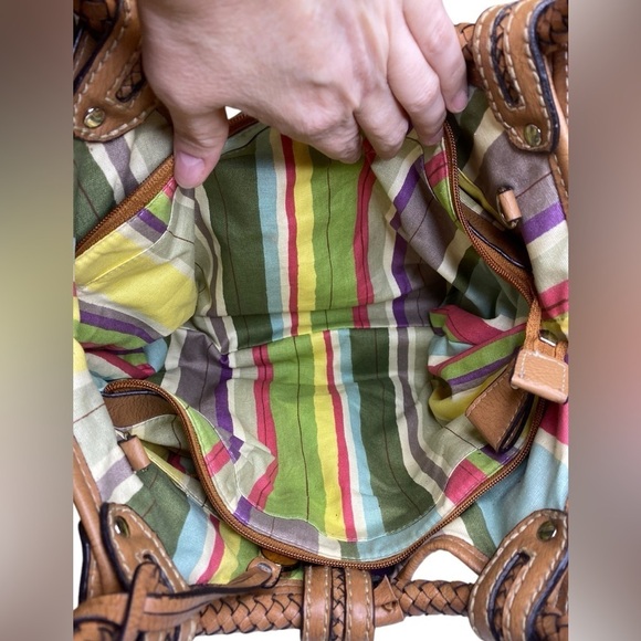 Fossil Modern Vintage Pink Canvas & Leather Convertible Crossbody Satchel Bag - Picture 11 of 15